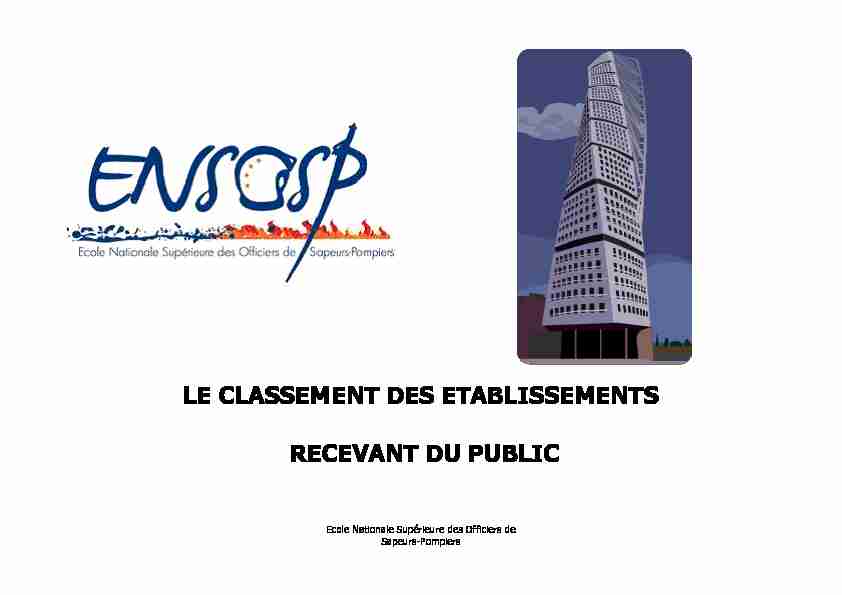 [PDF] LE CLASSEMENT DES ETABLISSEMENTS  - Le Risque Incendie