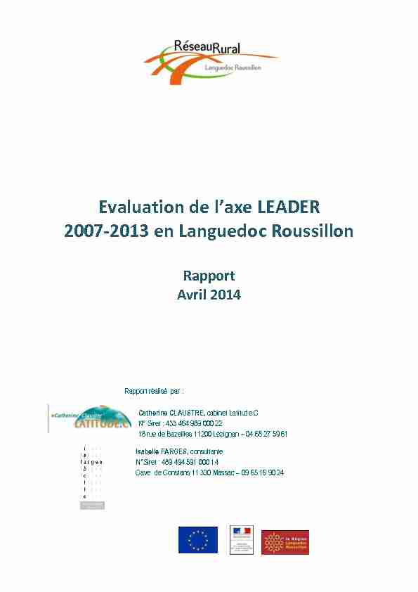 Evaluation de laxe LEADER 2007-2013 en Languedoc Roussillon