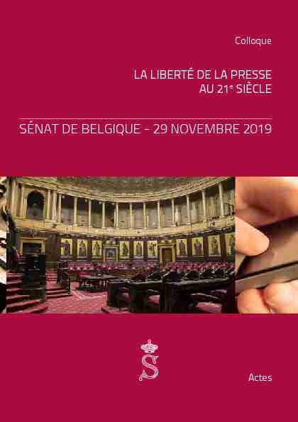 SÉNAT DE BELGIQUE - 29 NOVEMBRE 2019