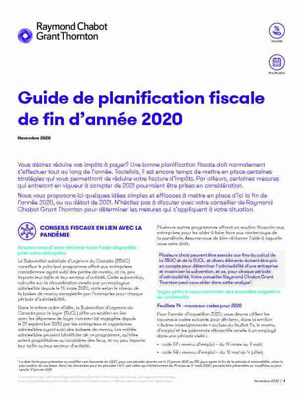 Guide de planification fiscale de fin dannée 2020