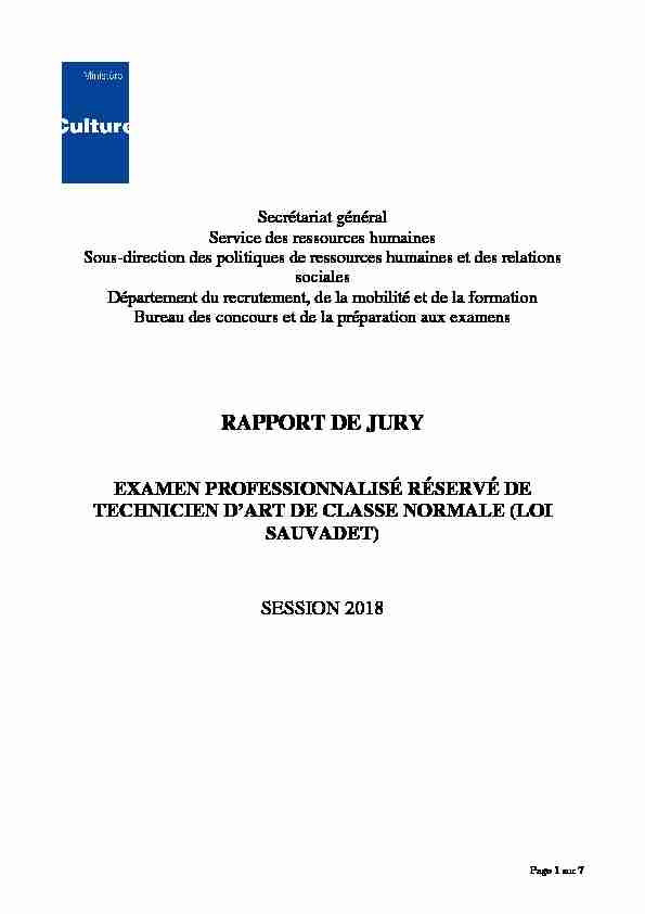 Rapport de jury TA Sauvadet 2018