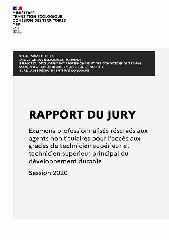 [PDF] Rapport du jury TSPDD-TSDD DEPRECA 2020 - concours