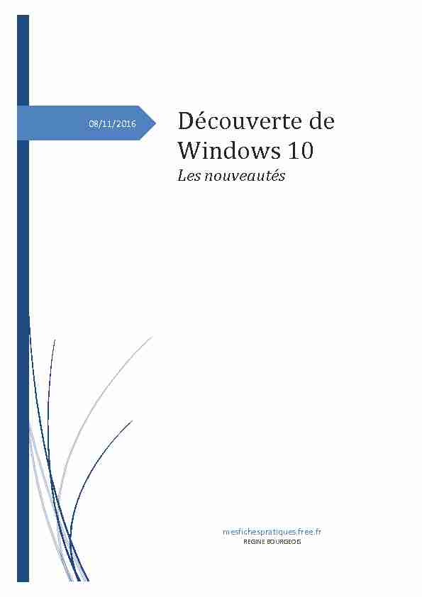 [PDF] Découverte de Windows 10 - mes fiches pratiques - Free