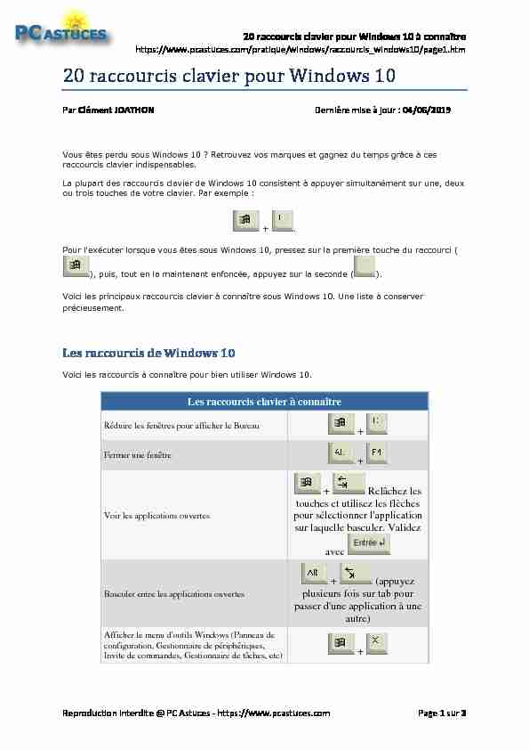 20 raccourcis clavier pour Windows 10 - PC Astuces