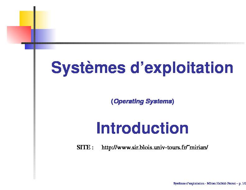 [PDF] Systèmes dexploitation Introduction