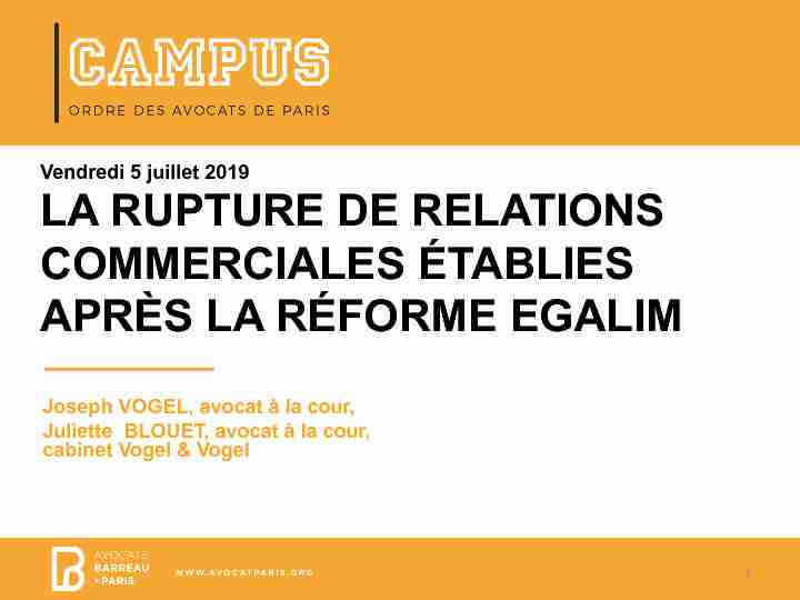 CAMPUS 2019 x Vogel & Vogel - LA RUPTURE DE RELATIONS