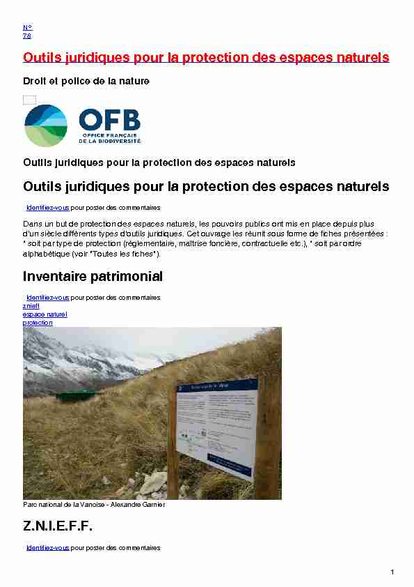 Outils juridiques pour la protection des espaces naturels