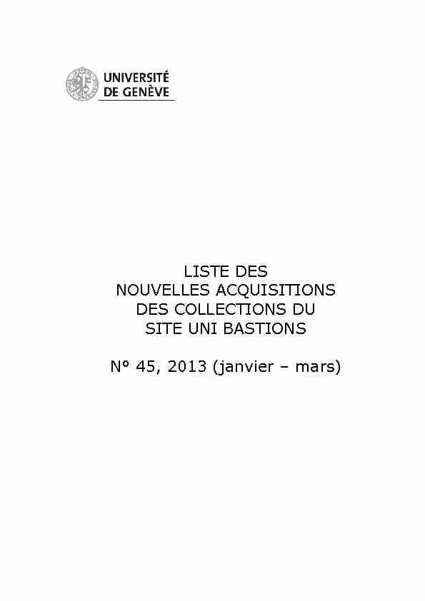 Brochure Nouvelles Acquisitions