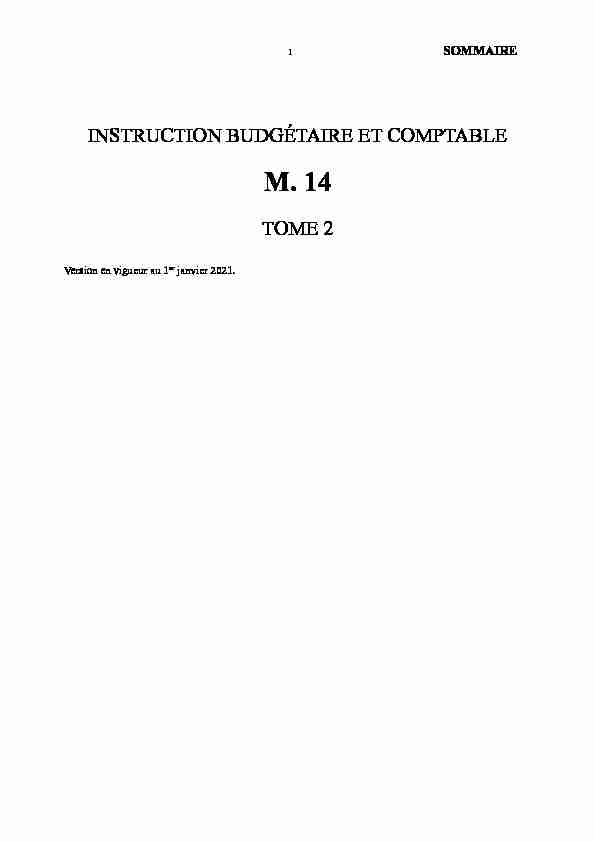 INSTRUCTION BUDGÉTAIRE ET COMPTABLE M14 - collectivites-locales