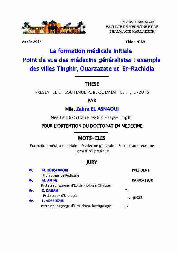 [PDF] La formation médicale initiale en médecine générale : Point de vue