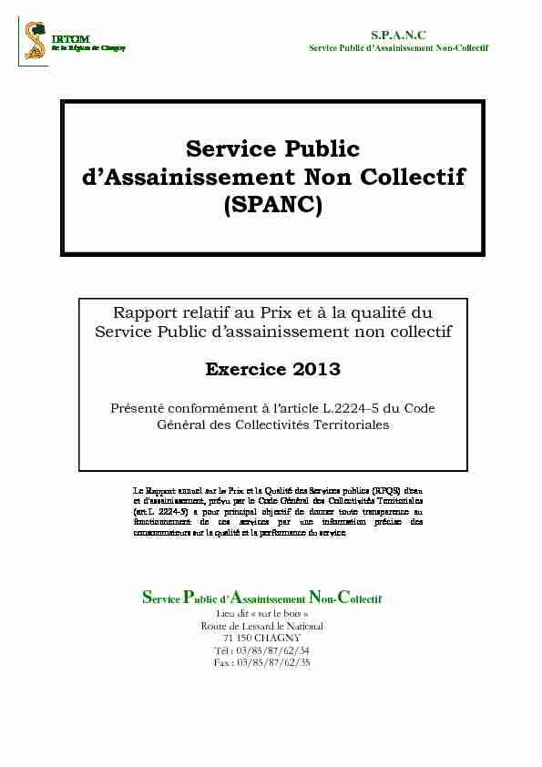 Service Public dAssainissement Non Collectif (SPANC)