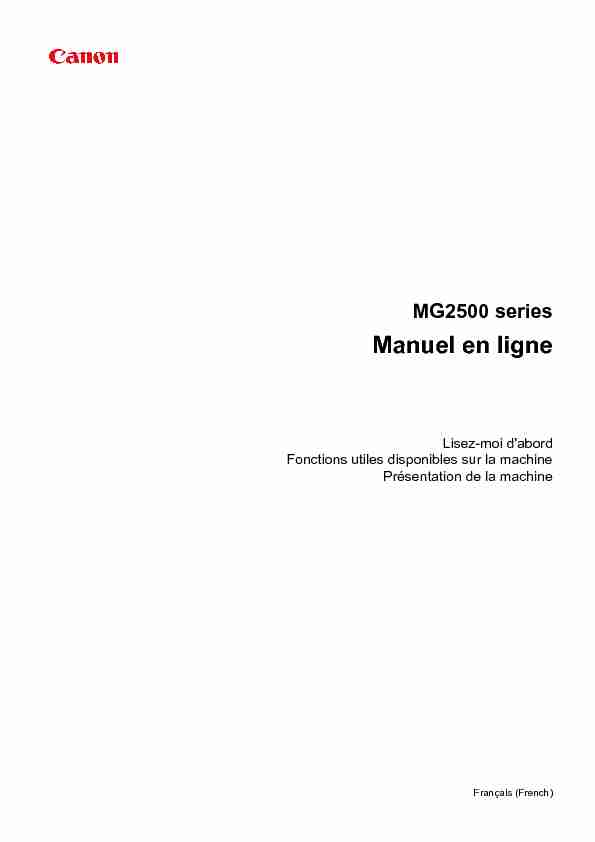 MG2500 series - Manuel en ligne