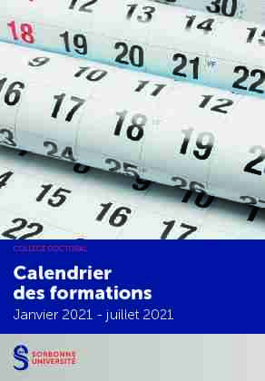 COLLEGE DOCTORAL Calendrier des formations