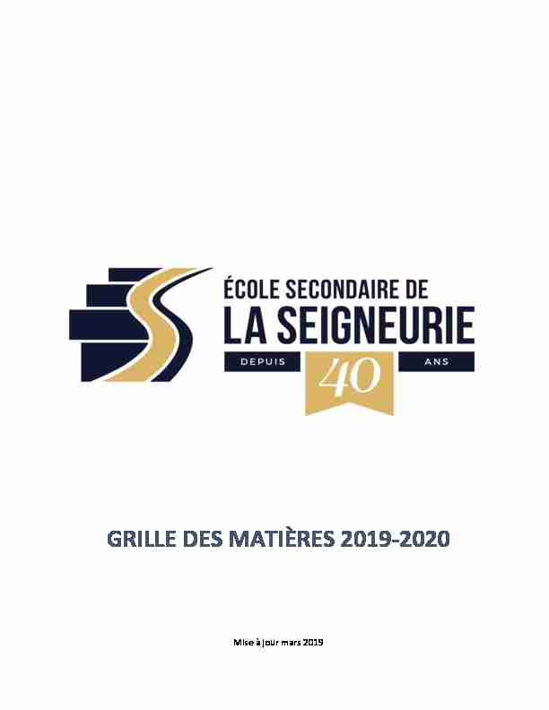 GRILLE DES MATIÈRES 2019-2020