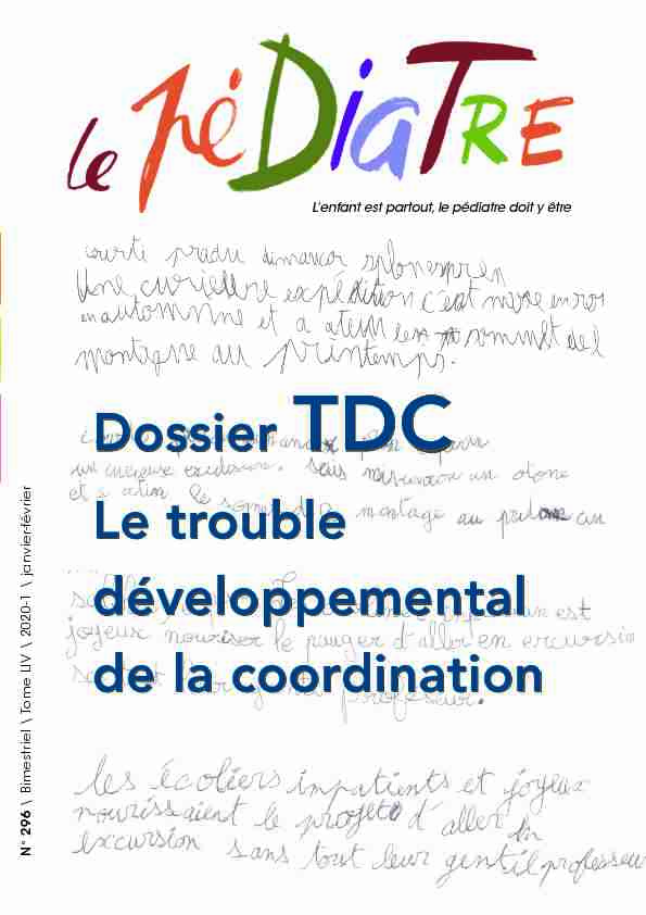 Dossier TDC Le trouble développemental de la coordination
