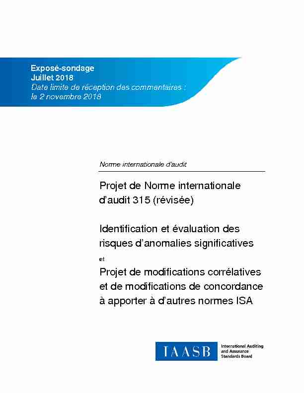 [PDF] Projet de Norme internationale daudit 315 (révisée) Identification et