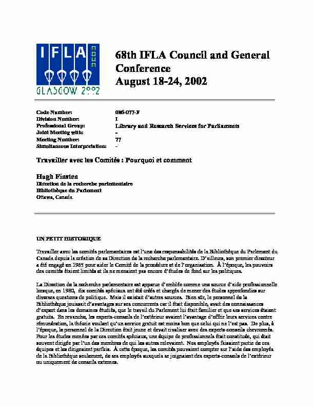 IFLA PRESENTATION ON COMMITTEES 2002