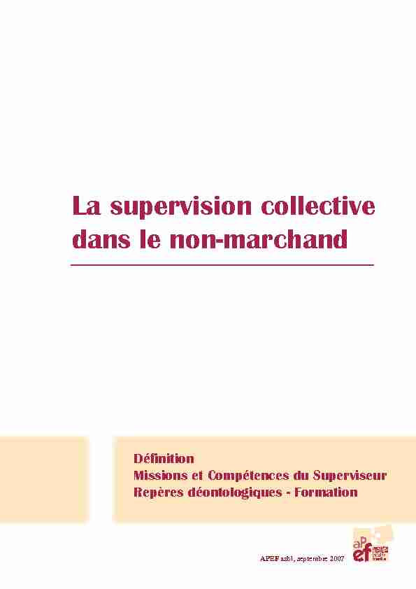 [PDF] La supervision collective dans le non-marchand - APEF