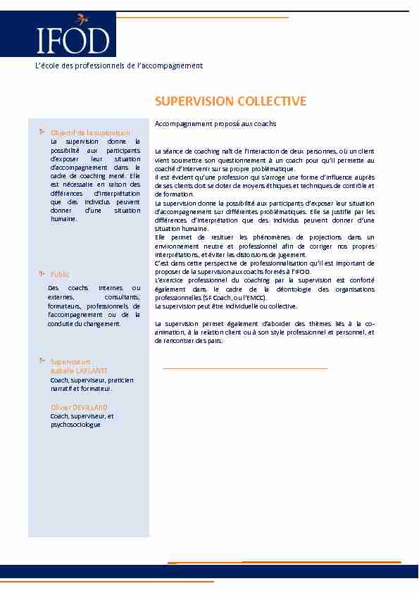 [PDF] SUPERVISION COLLECTIVE - IFOD