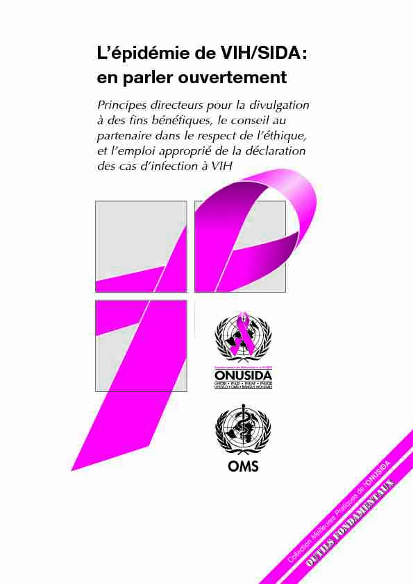 [PDF] Lépidémie de VIH/SIDA: en parler ouvertement - UNAIDS