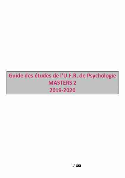 Guide des études de l’U - Accueil Psychologie