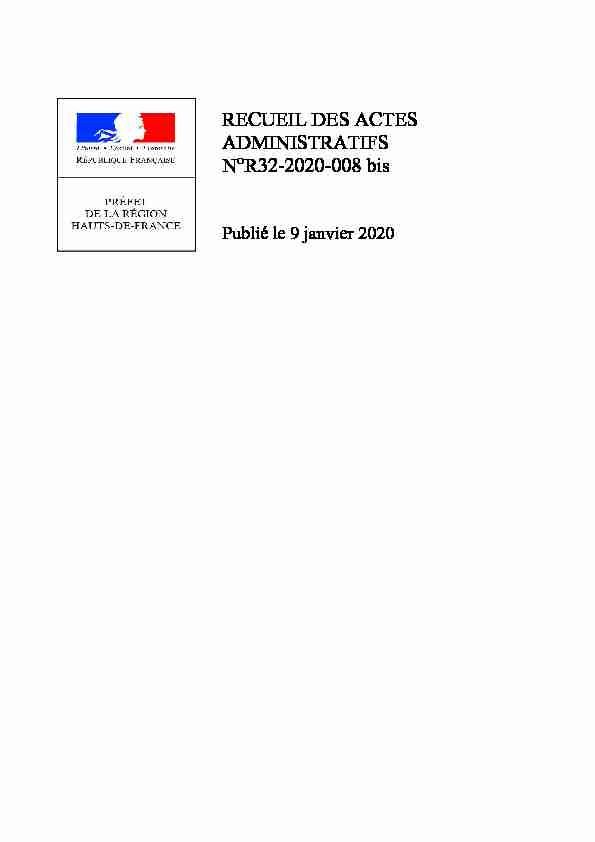 RECUEIL DES ACTES ADMINISTRATIFS N°R32-2020-008 bis