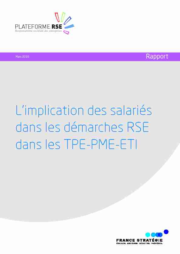 Rapport RSE - Limplication des salariés dans les démarches RSE