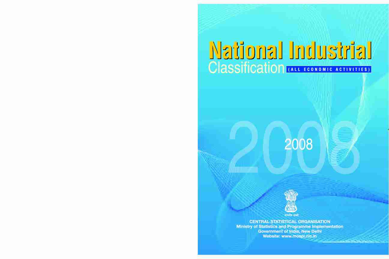 NAtIONAl INDuStrIAl ClASSIfICAtION