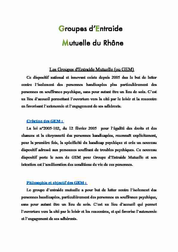 Groupes d’Entraide Mutuelle du Rhône - Mediagoras