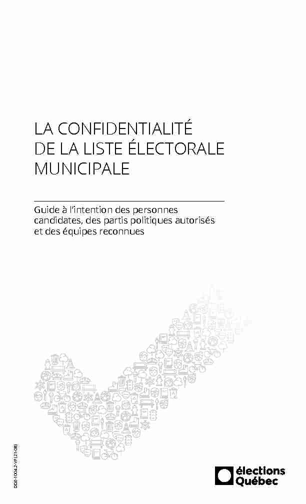 La confidentialité de la liste électorale municipale - Guide à l