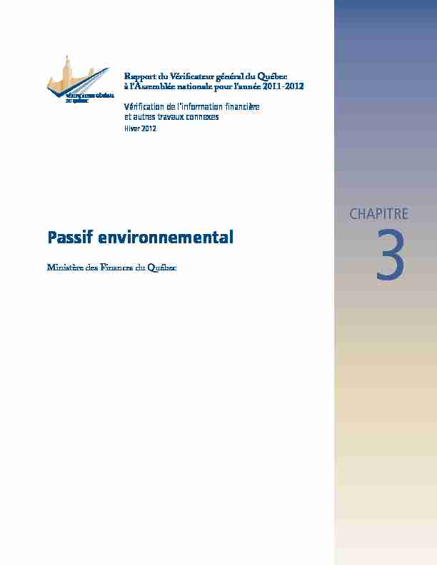 [PDF] Passif environnemental - Vérificateur général du Québec