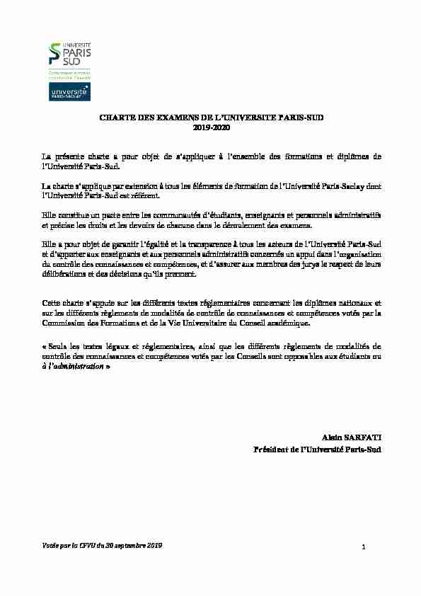 Charte des examens de luniversite paris-sud 2019-2020