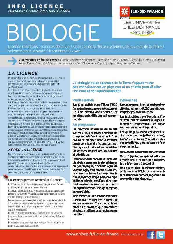 [PDF] La Licence INFO LICENCE