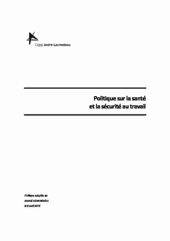 [PDF] Politique sur la santé et la sécurité au travail - EDUQinfo