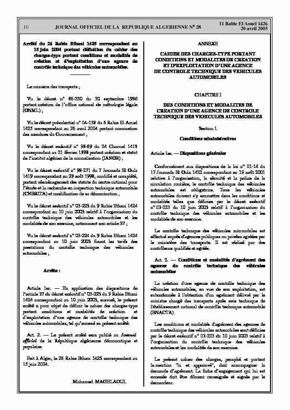 JOURNAL OFFICIEL DE LA REPUBLIQUE ALGERIENNE N° 28 10