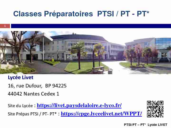 Classes Préparatoires PTSI / PT - Lycée Livet (Nantes)