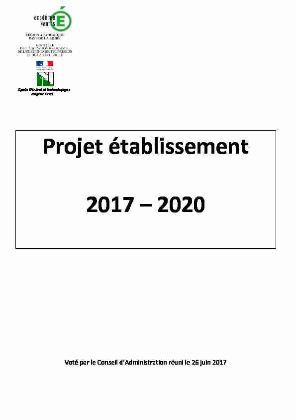 projet detablissement 2017-2020