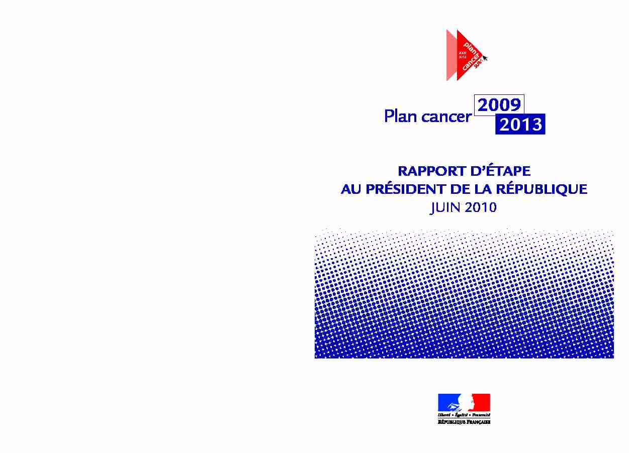 DE LA SANTÉ ET DES SPORTS Plancancer 20092013