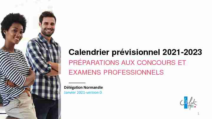 Calendrier prévisionnel 2021-2023 - PRÉPARATIONS AUX