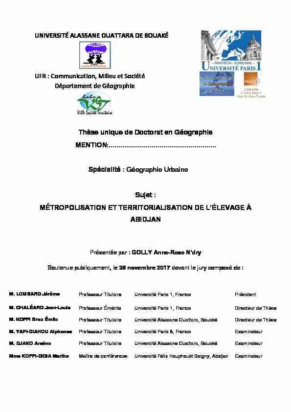 Métropolisation et territorialisation de lélevage à Abidjan