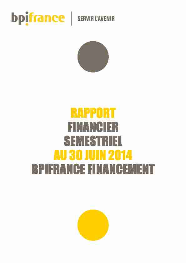 Rapport financier semestriel Bpifrance Financement - Juin 2014