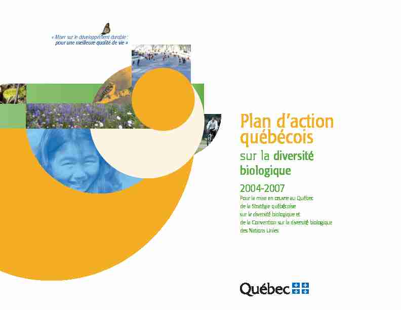 Plan daction québécois sur la diversité biologique 2004-2007