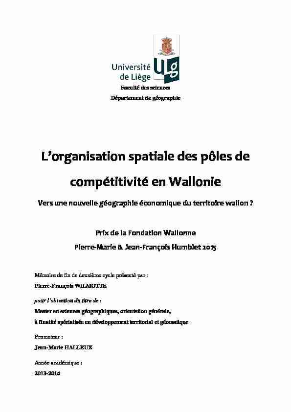 [PDF] Lorganisation spatiale des pôles de compétitivité en Wallonie Vers