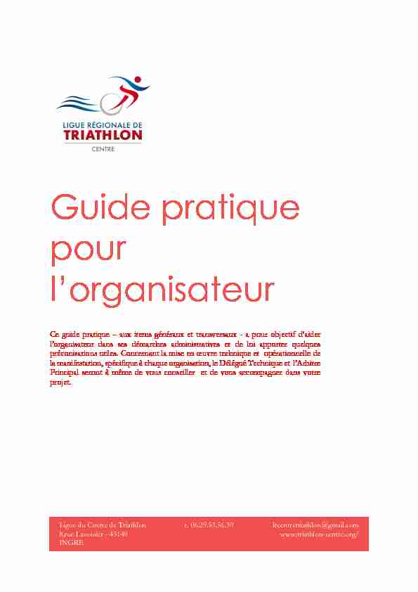 Guide pratique pour l’organisateur - Triathlon Centre