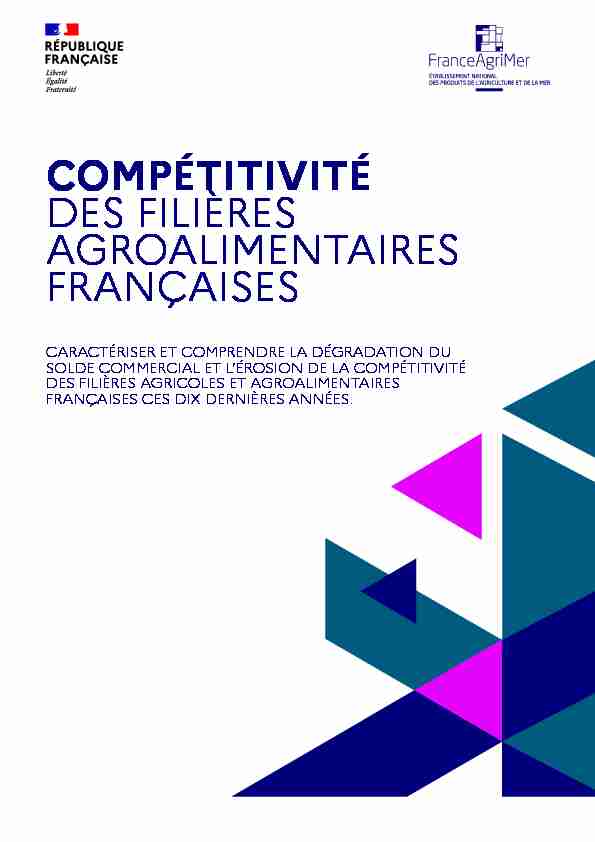 COMPÉTITIVITÉ DES FILIÈRES AGROALIMENTAIRES FRANÇAISES