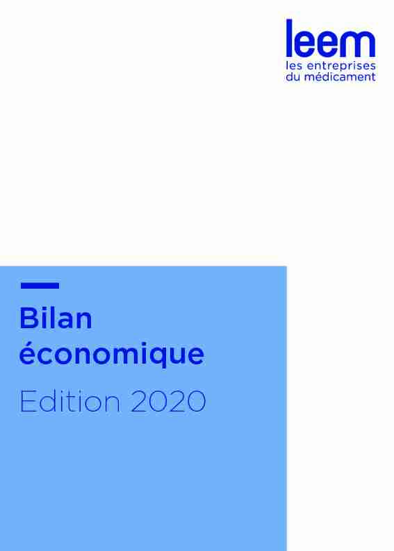 [PDF] Bilan économique édition 2020 - Leem