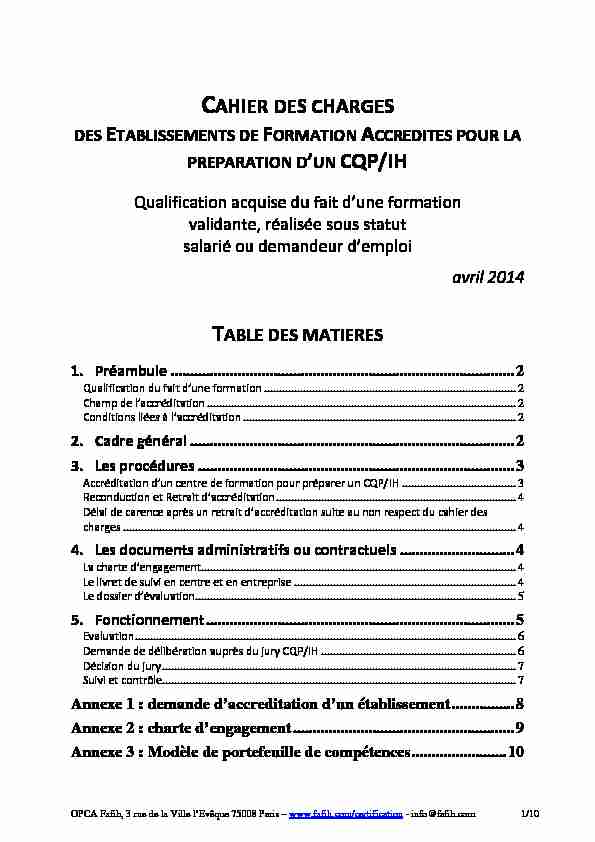 [PDF] CAHIER DES CHARGES - Certidev