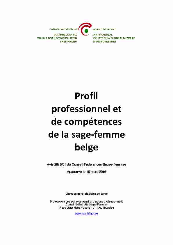 Profil professionnel et de compétences de la sage-femme belge