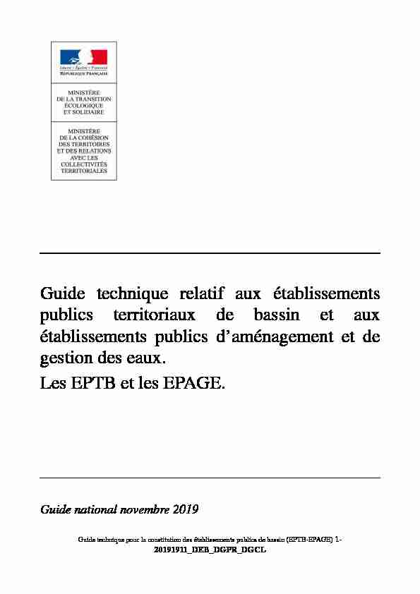 [PDF] Guide technique relatif aux établissements publics territoriaux de
