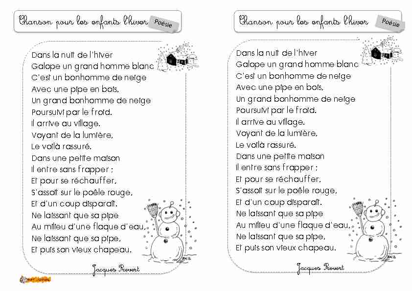 [PDF] Chanson pour les enfants lhiver - Ecole Saint Michel - Jeanne dArc